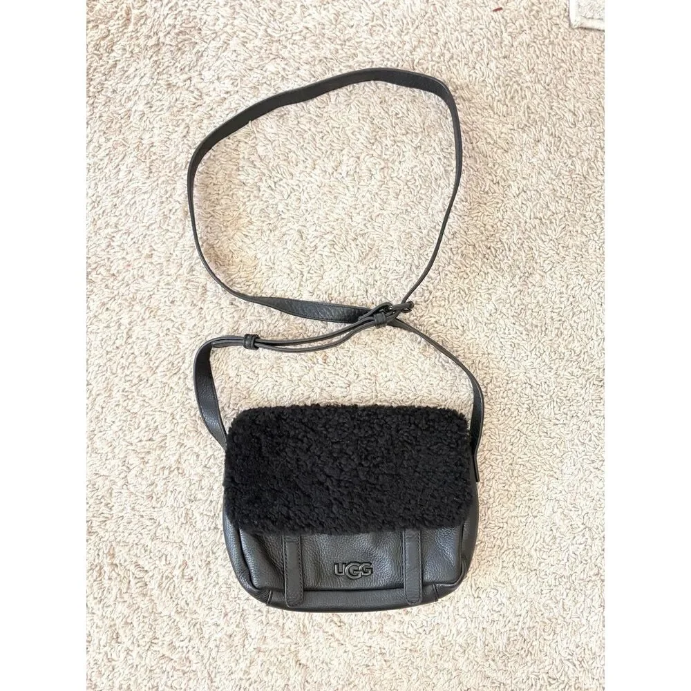 UGG Bia Mini School Bag Black Leather Crossbody